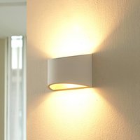 Lindby vägglampa Heiko, upp/ner, gips, vit, höjd 12 cm