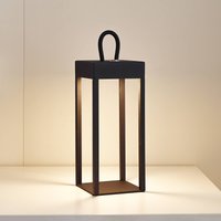 Lindby lampe de table LED rechargeable Iruna, noir, métal, 27cm, à intensité