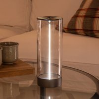 Konstsmide Edison LED table lamp, height 24 cm, grey/clear, IP54