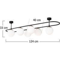 Opviq Ceiling light Abaküs 4911, black, opal glass, 6-bulb