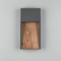 Trio Lighting LED-utomhusvägglampa SALMON, träoptik, metall Höjd 33 cm IP44