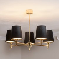 Euluna Nita chandelier, black/gold, 5-bulb