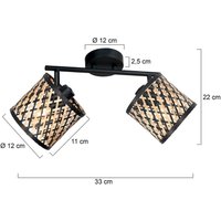 Mexlite Sumba ceiling lamp, 2-bulb, black, natural/black bamboo, E14