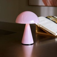 HÜBSCH LED rechargeable table lamp Mush, pink, height 20 cm