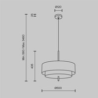 Maytoni Bergamo pendant light, grey/black, Ø 50 cm, linen