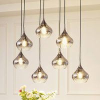 Lucande Jarven hänglampa, 7 lampor, svart, glas