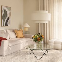 Globen Lighting hänglampa Noah Bouclé, Ø 70 cm, vit