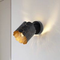 Lindby vägglampa Aralena, svart/guld, 1 lampa, Ø 12cm