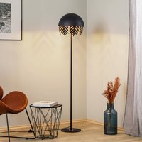 Lucande Aparas floor lamp, leaf look, black-gold