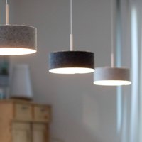 Domus LED-hänglampa LARAfelt S, Ø20cm, grafit/vit
