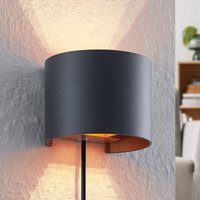 Arcchio Zuzana wall light, round, black, plug, 13 cm