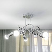 HELAM Taklampa Oxford, krom, 5 lampor, Ø 47 cm, metall