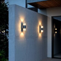 Nordlux Aludra Double Seaside outdoor wall lamp, aluminium, anthracite, 2-bulb.