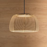 Bover LED-hänglampa Tanit, Ø 43 cm, svart/beige, tyg