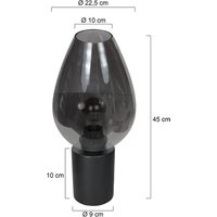 Steinhauer Lampe de table Bloeba, noir/gris fumé, Ø 22 cm, verre en forme de goutte
