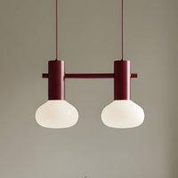 ALDEX Flo pendant light, red, 2-bulb, glass