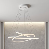 Lucande LED-pendellampa Ezana, vit, metall, Ø 80 cm