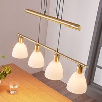 Lindby hänglampa Simeon, mässingsfärgad, glas, 73 cm, E14