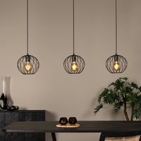 Lucide Danza pendant light, 3-bulb, oblong, black