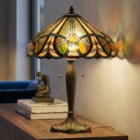Clayre&Eef 5299 table lamp, Tiffany style, 2 pull switches