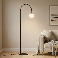 Domiluce Golvlampa Nova, glas/metall, svart/vit, höjd 155 cm