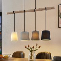 Lindby pendant light Hinai, black/grey/white, textile, 116cm