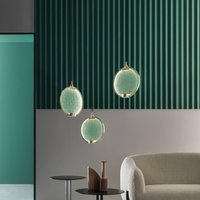 Masiero Horo S3 LED pendant light, green, 3-bulb