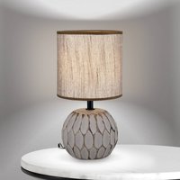 ORION Pinia table lamp, brown, height 27.5 cm, ceramic/linen