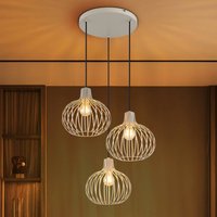 Globo Mateo pendant light, 3-bulb, cream-coloured, metal, Ø 50 cm