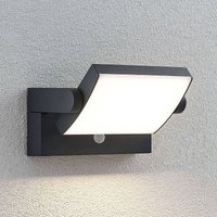 Lindby LED-utomhusvägglampa Sherin, antracit, sensor, IP54