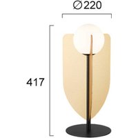 Viokef Lampe de table Fedora, hauteur 42 cm, couleur or, métal/verre