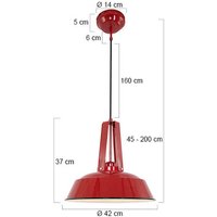 Steinhauer Eden pendant light, red, metal, E27 socket