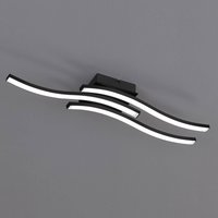 Reality Leuchten Route LED ceiling light in black, three-bulb