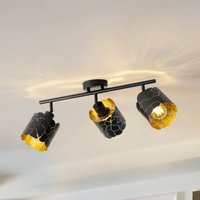 Lindby taklampa Aralena, svart/guld, 3 lampor, längd 70cm