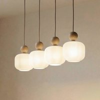 TK Lighting Ballo pendant light, 4-bulb, beige, glass, length 80 cm