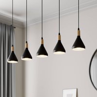 Lindby Pendelleuchte Arina, 100 cm, schwarz, 5-flammig, E14