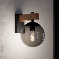 EGLO Applique d'extérieur Bufalata, noir/bois/gris fumé