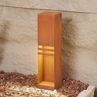 Lucande LED pedestal light Oxido, rust-coloured, height 50 cm, IP44
