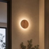 Elobra Atacama LED wall light, oak-coloured, Ø 19 cm, wood