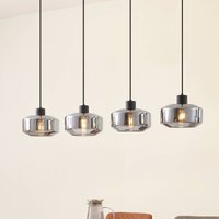 Lindby Hildur pendant light, 4-bulb, 115 cm, smoke grey, glass