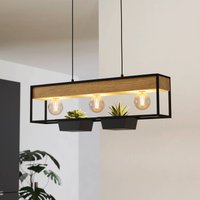 EGLO Suspension Libertad 1, longueur 76 cm, noir/bois, 3 lampes
