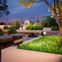 Calex projecteur d'extérieur LED, piquet de terre, fiche, noir, 2.700 K