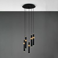 Jupiter Hänglampa Alas, 5 lampor, svart, metall, GU10