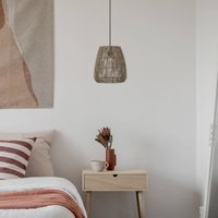 PR Home Saigon pendant light, rattan look, grey, Ø 18 cm