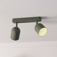 EGLO Ceiling spotlight Tilston, dark green, length 28 cm, 2-bulb steel