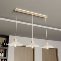 EMIBIG LIGHTING Kobe pendant light, 3-bulb, steel, wood, white