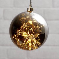 STAR TRADING Glow LED decorative bauble glass 15 cm smoky grey