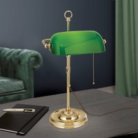 ORION Harvard banker’s lamp, pull switch, brass/green