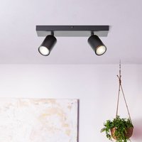 Brilliant Jello downlight, length 32 cm, black, 2-bulb, metal