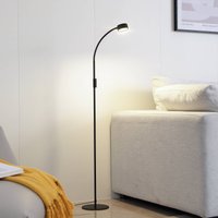 Lindby Maori LED floor lamp, 140 cm, black, CCT, dimmable